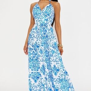 Blue & White maxi Dress Size L. Only Tried On EUC.